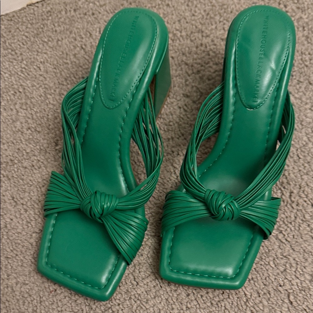 White House Black Market Emerald Heeled Sandals